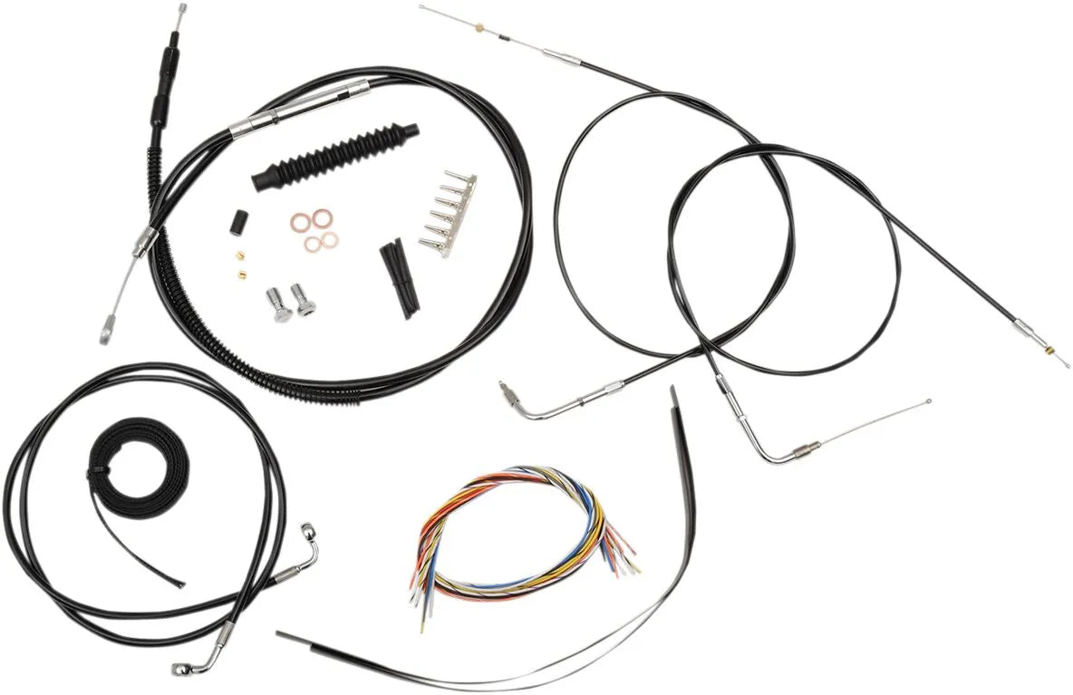 LA CHOPPERS Black Vinyl Braided Handlebar Cable Kit 18-20" Bars