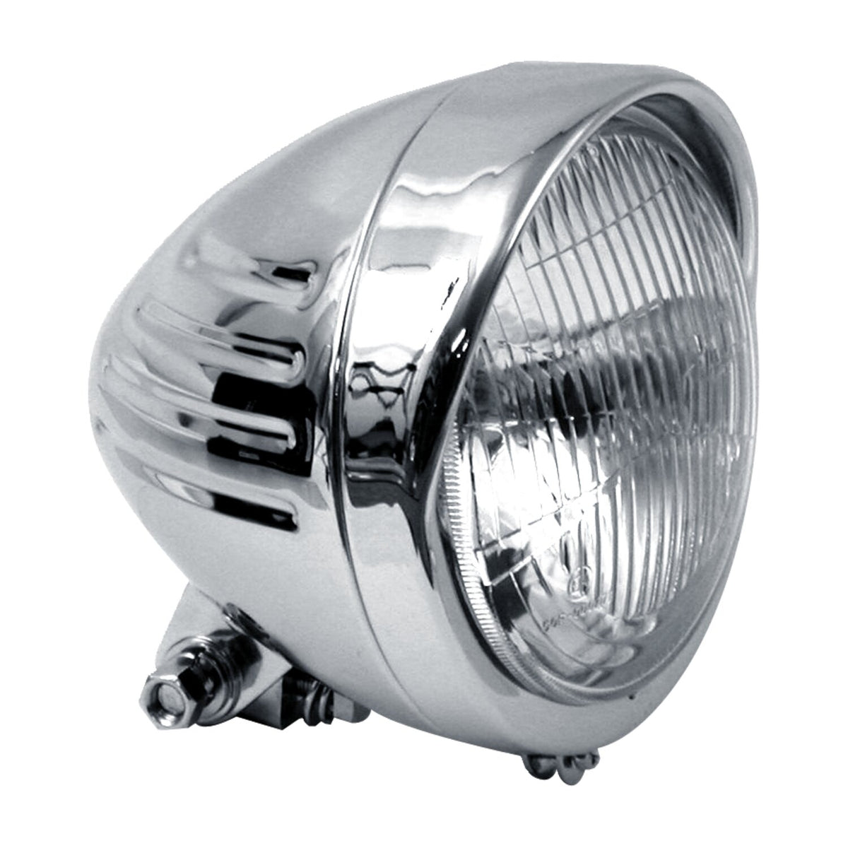 MCS 5-3/4" ribbed bullet headlamp with visor - Chrome