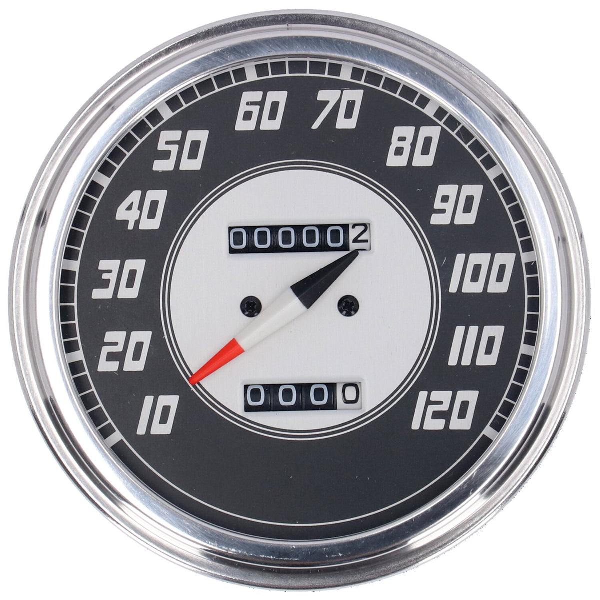 MCS FL speedometer '46-47 face' silver/black - 2.24:1 mph