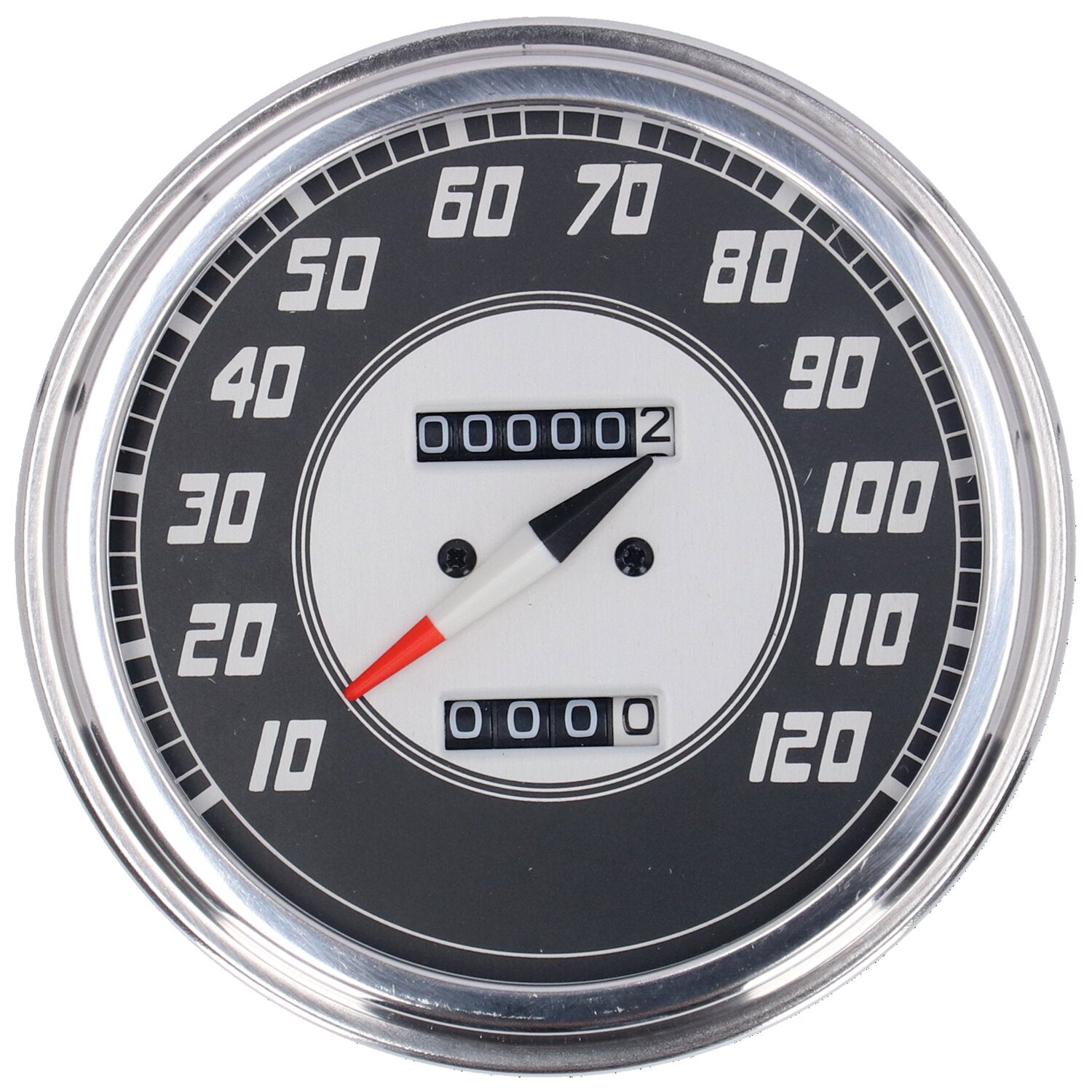 MCS FL speedometer '46-47 face' silver/black - 2.24:1 mph