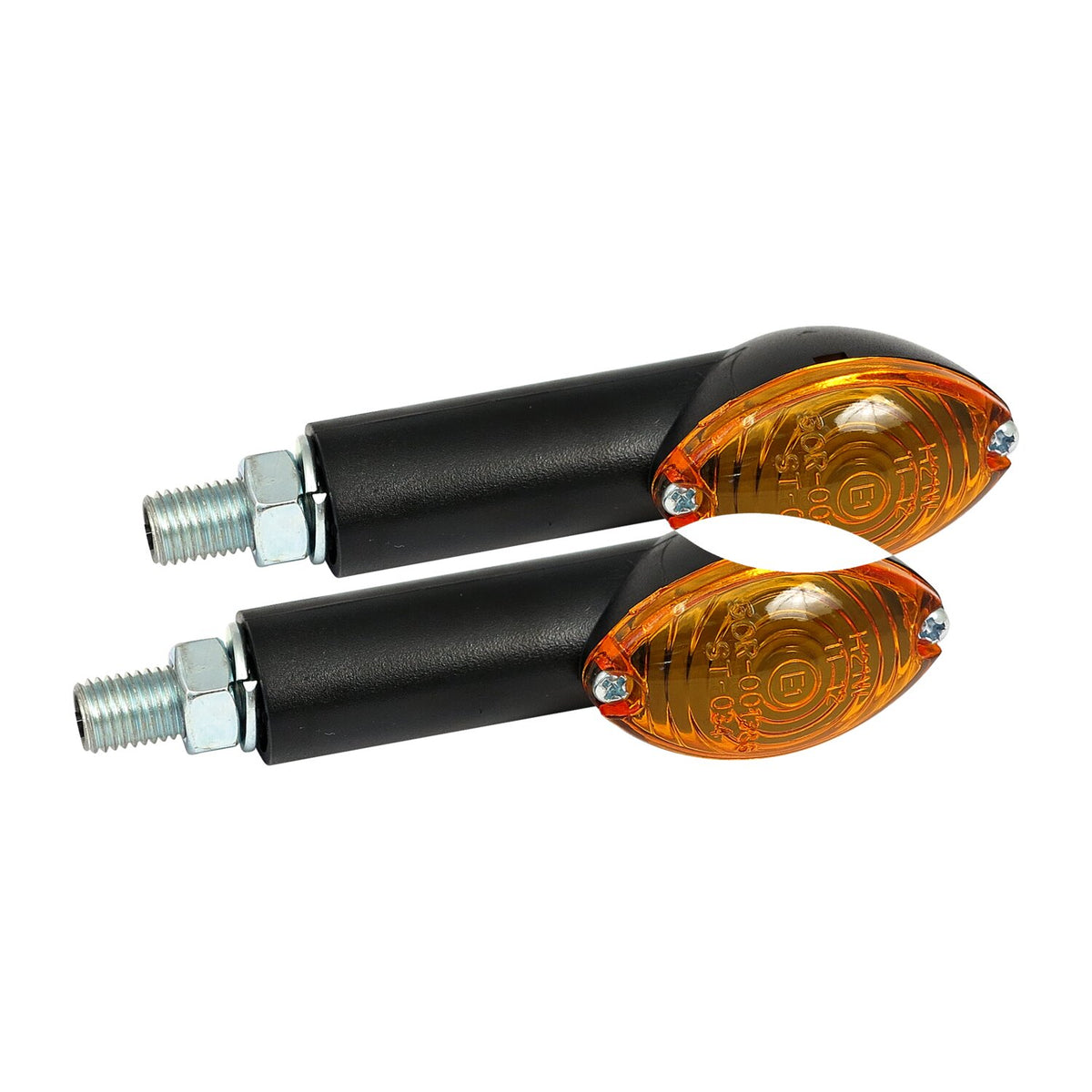 MCS Cateye mini turn signals 40mm stem black with amber lens