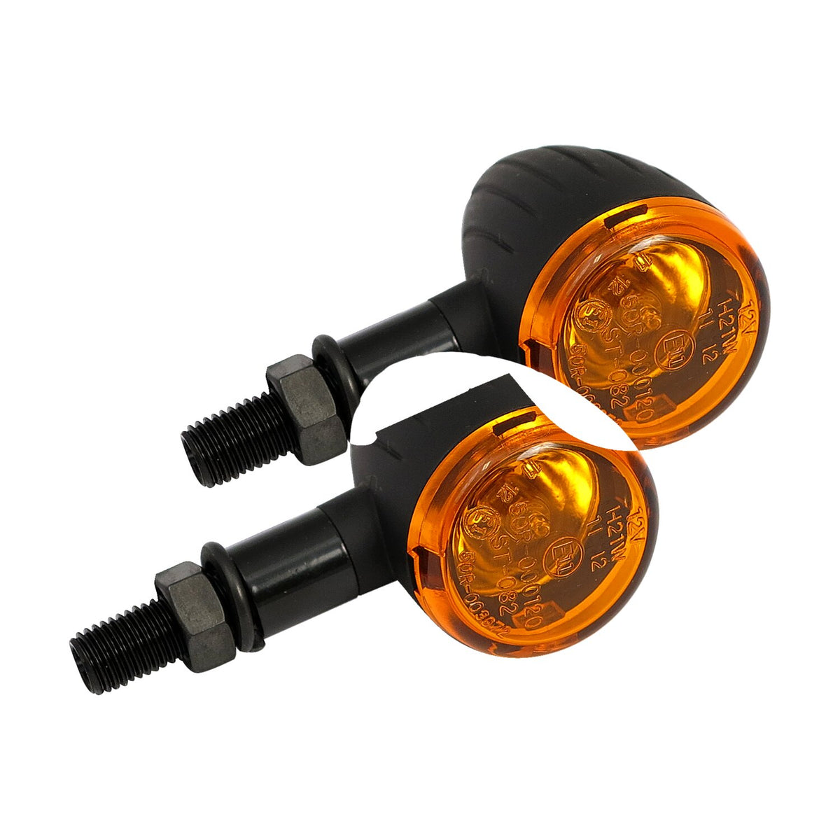 MCS Mini bullet halogen turn signals - Black grooved