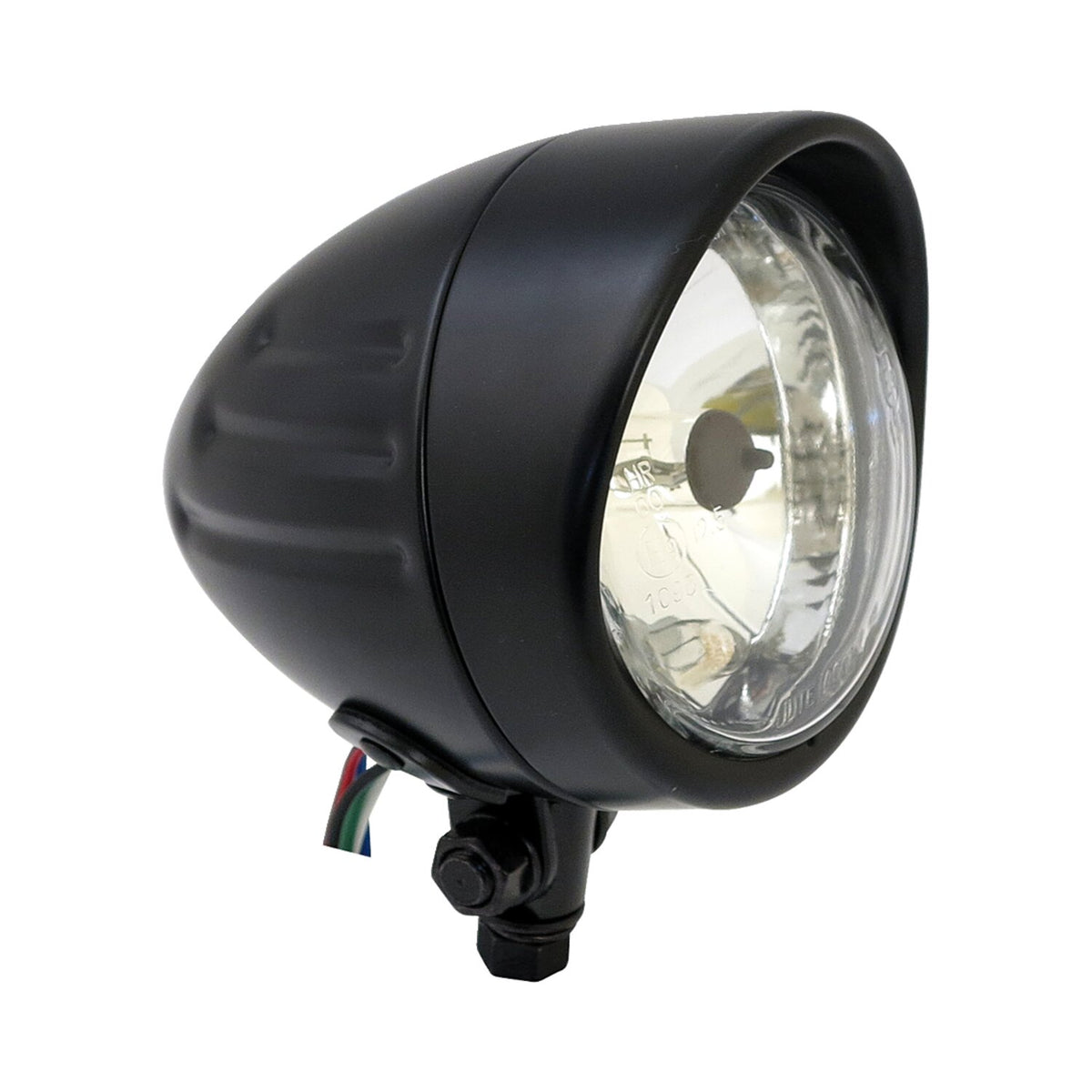 MCS Bullet 4" H4 headlamp - Ribbed & visor - Black
