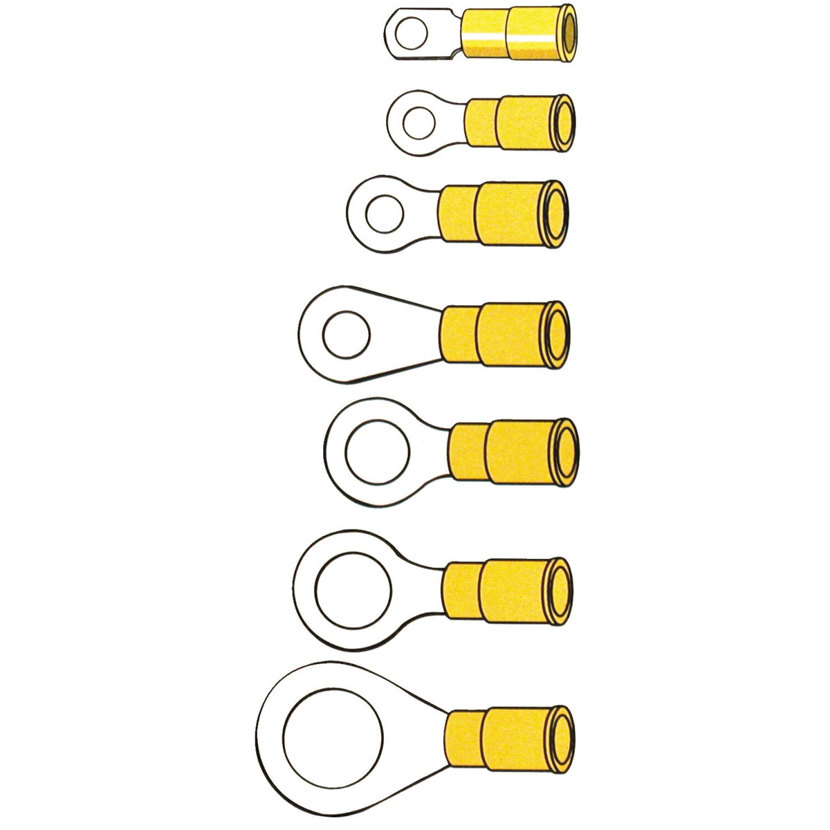 Standard Connectors ring terminal PVC crimp - Yellow 3.5mm - 50 stk