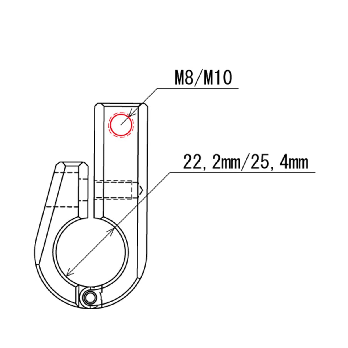 Daytona universal bracket - Side-mount - 7/8" ID - M8 thread