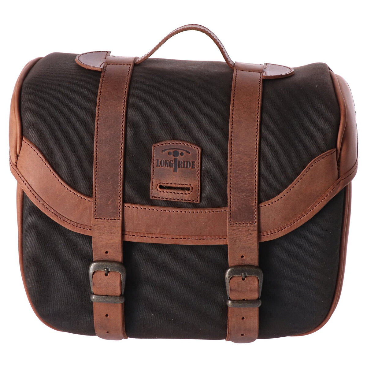 Longride click-on Retro saddlebag waxed cotton - Khaki