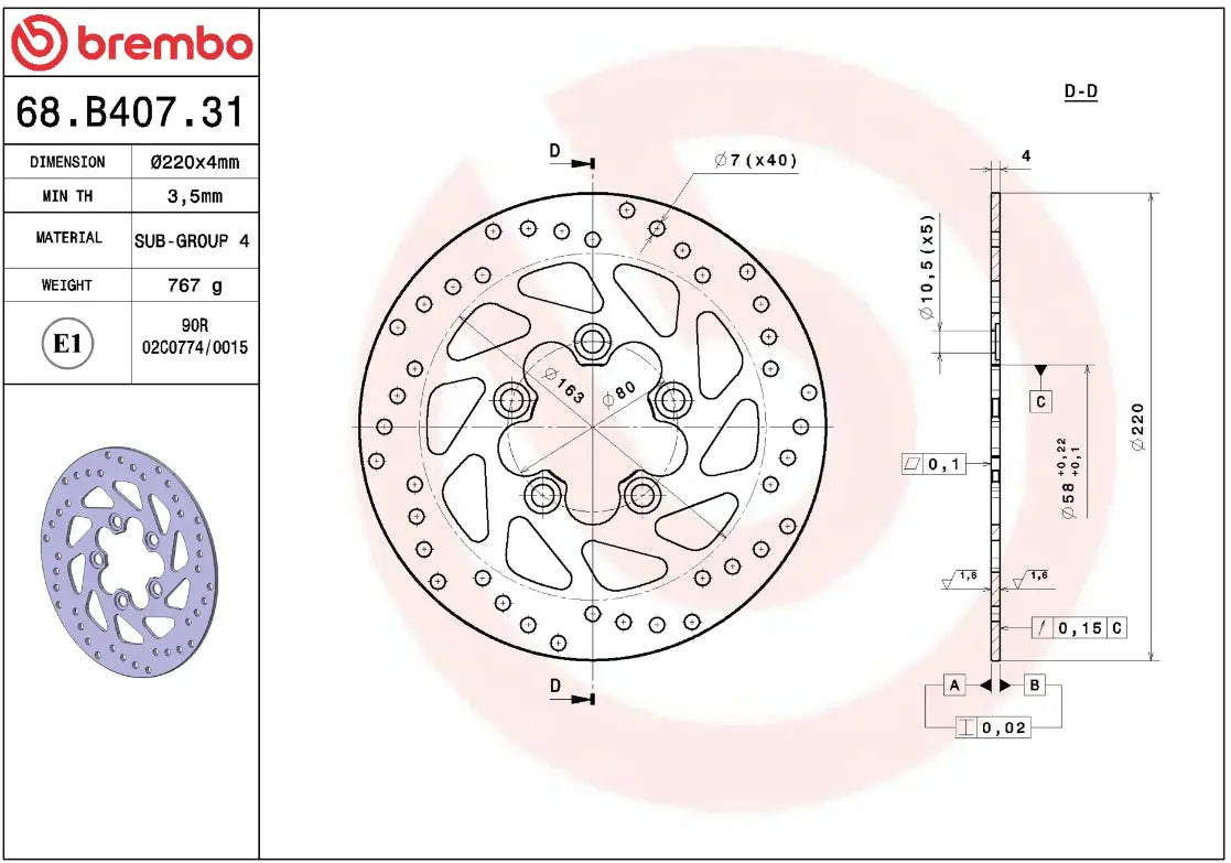 Brembo Serie Oro Fixed Brake Rotor - Front