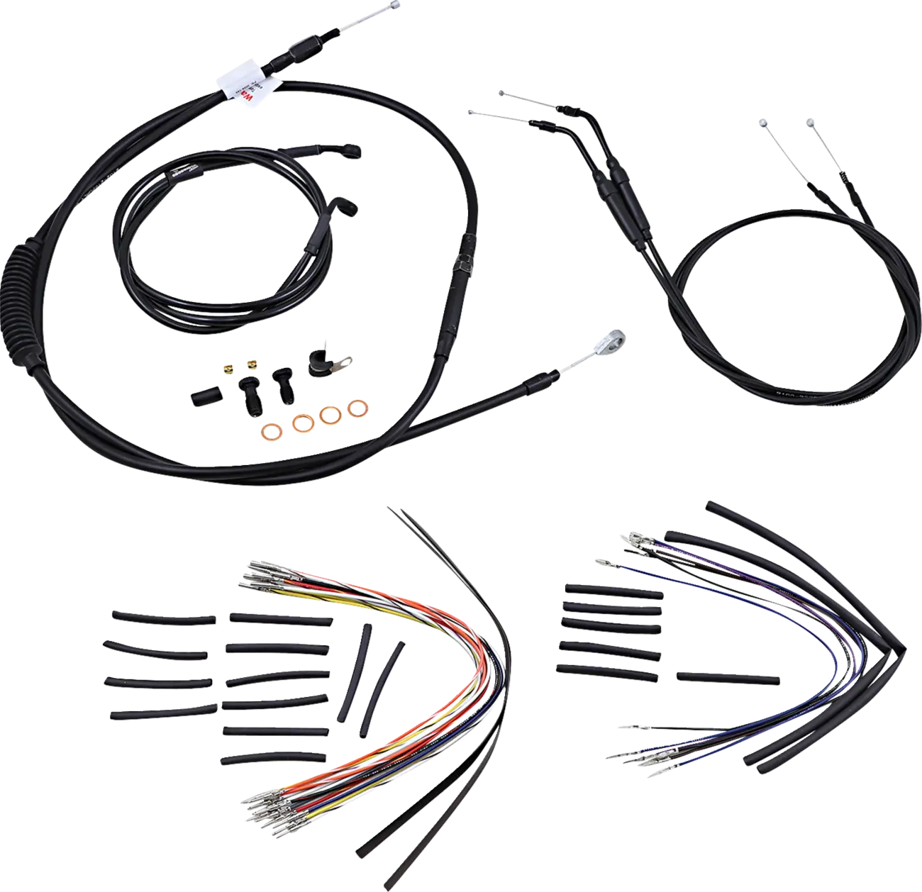 BURLY BRAND Black Vinyl Handlebar Cable/Line Kit for Ape Hangers