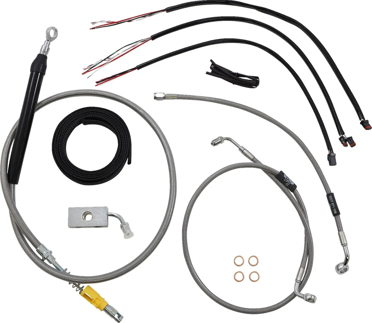 La Choppers Stainless Braided Cable/Brake Kit for 15-17" Ape