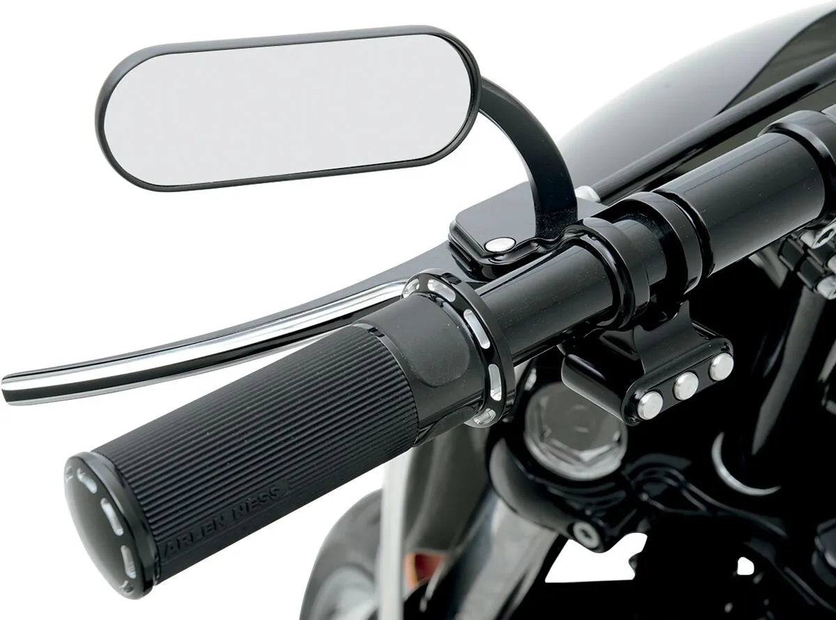 Arlen Ness Micro-mirror - Black, Convex, Oval