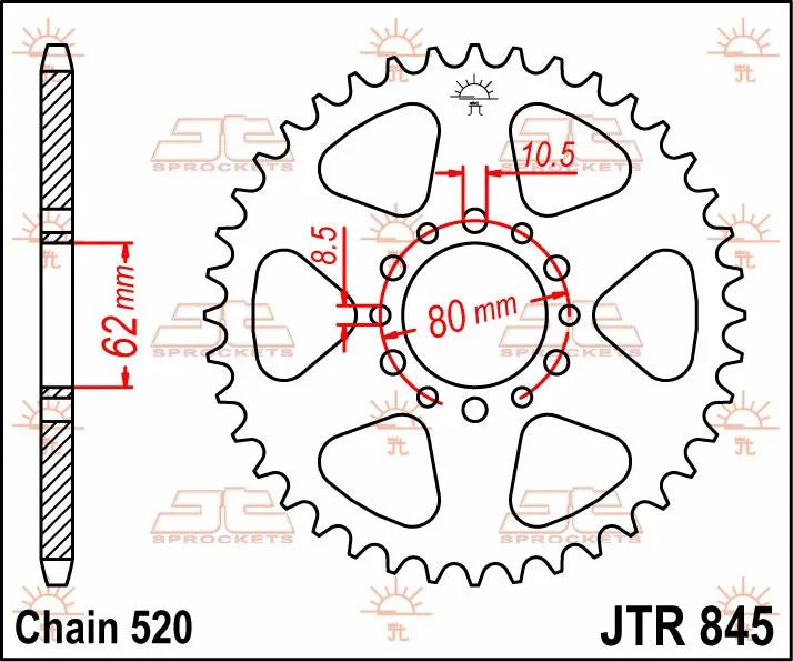 Jt Sprockets Steel Rear Sprocket - 520, 45t