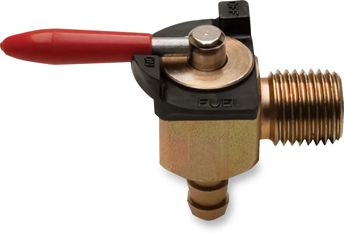 Motion Pro Fuel Valve 1/4" NPT 1/4" Barb 90-Degree Gold