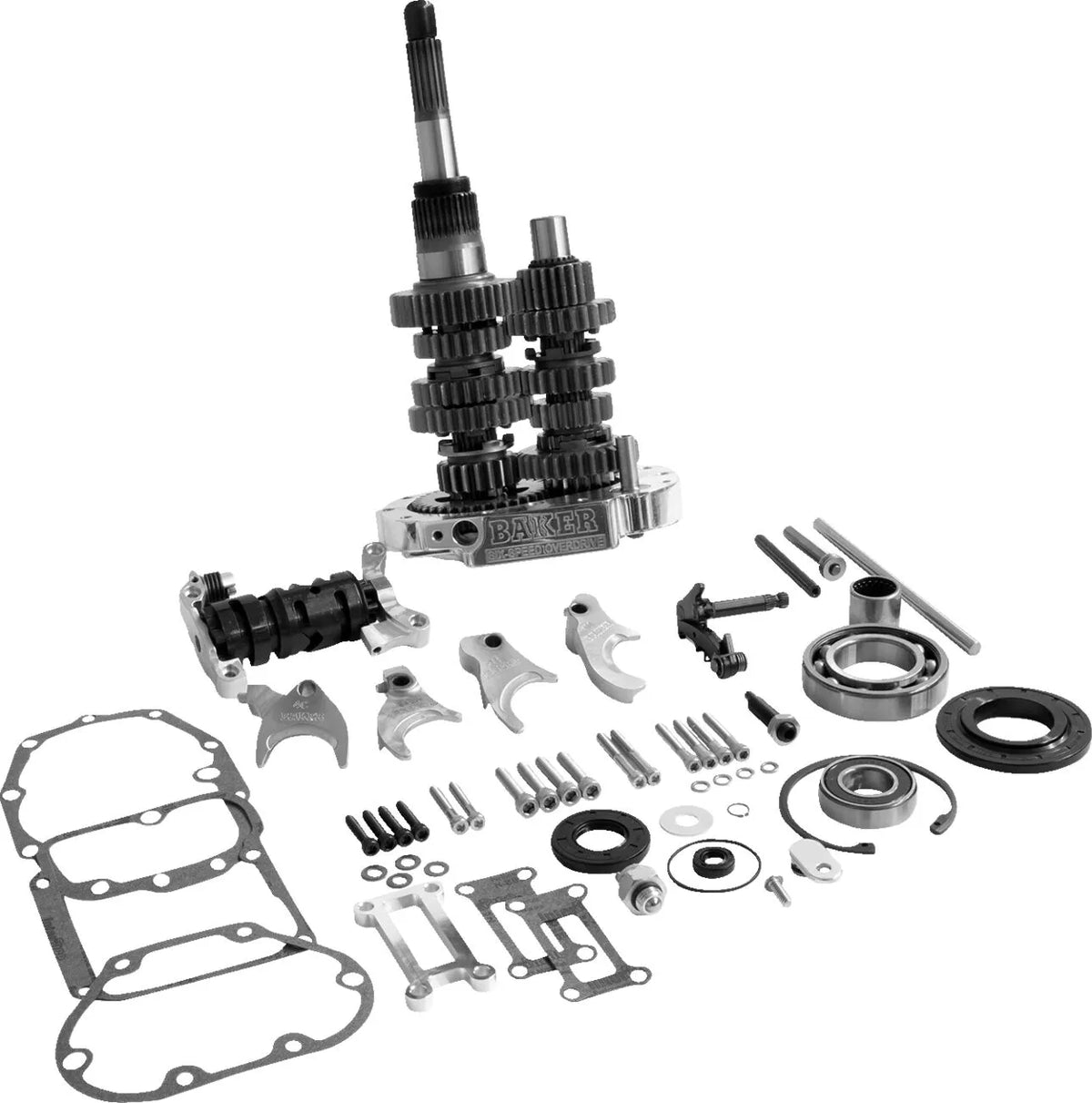 Baker Drivetrain OD6 Gear Set Polished 2.94:1 for Harley 1998-02
