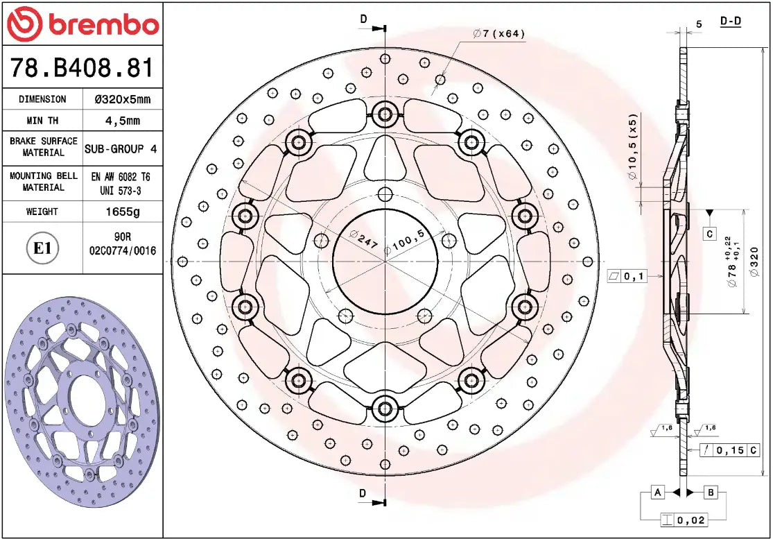 Brembo Serie Oro Floating Brake Rotor