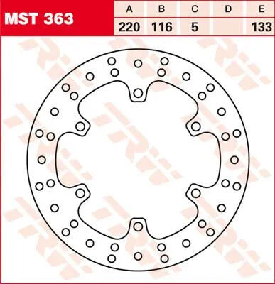 Trw Rund Fast Broms Rotor 220mm - Bak
