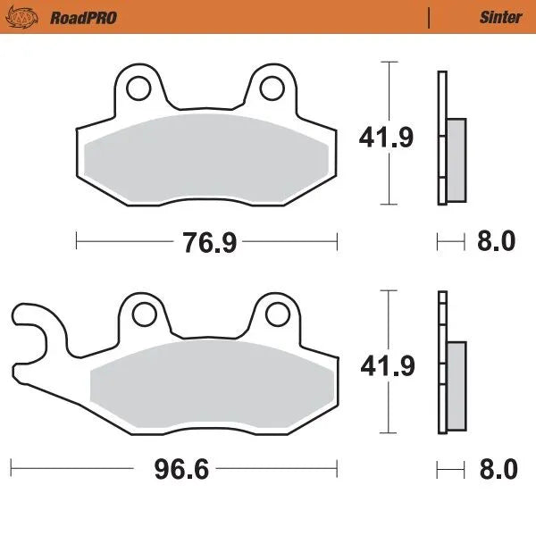 Moto-master Roadpro Sintered Metal Brake Pads - Front & Rear