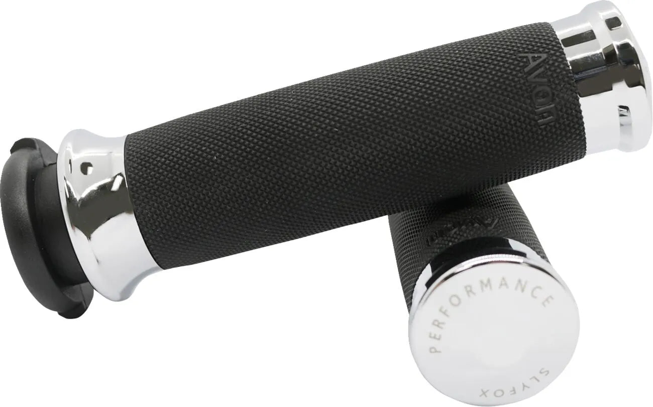 Slyfox Chrome Motorcycle Grips - 1" Handlebar
