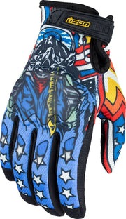 Icon Hooligan Ce Flyboy Gloves - Black/Blue/Red/White