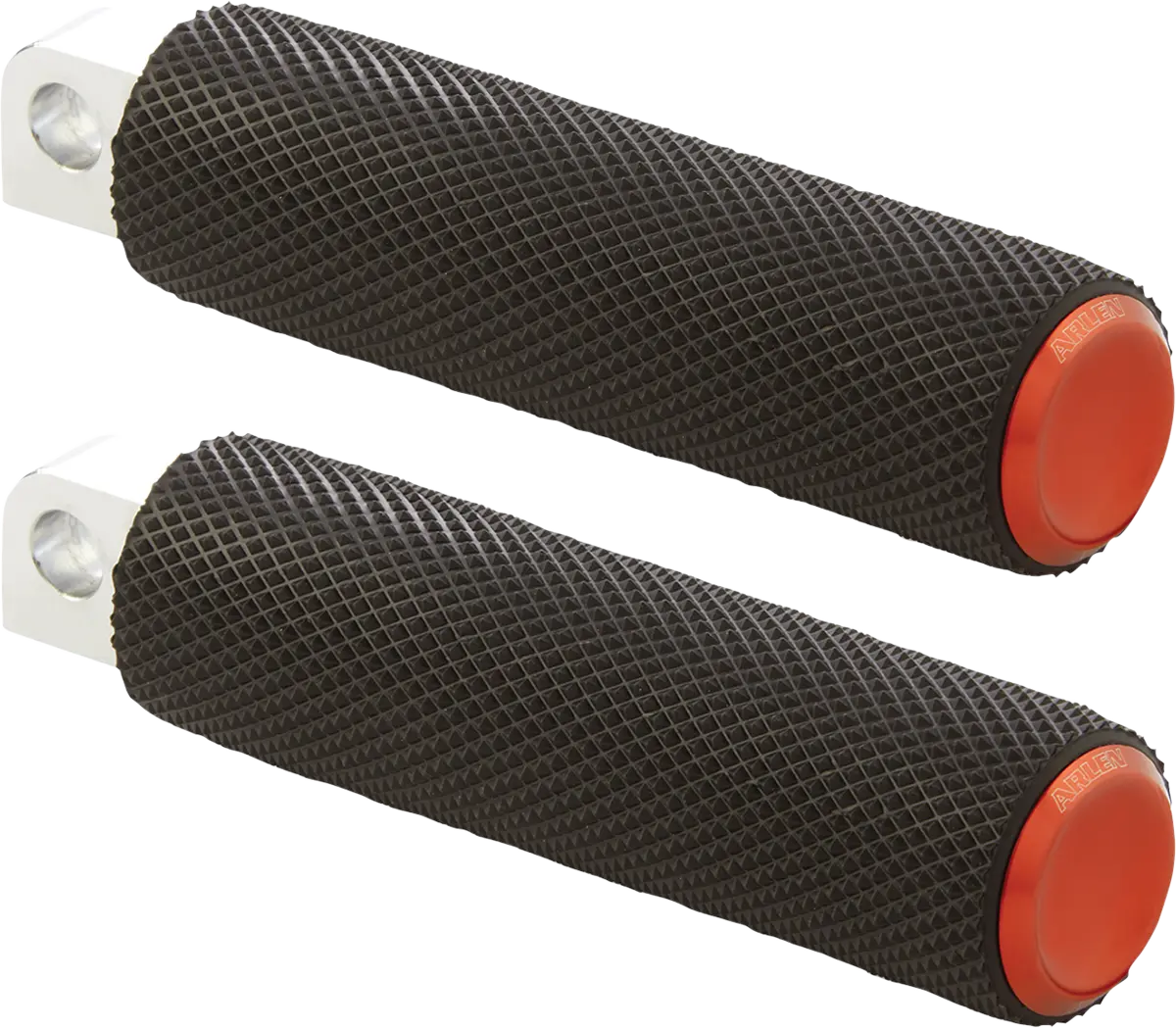 Arlen Ness Knurled Foot Pegs - Black/orange