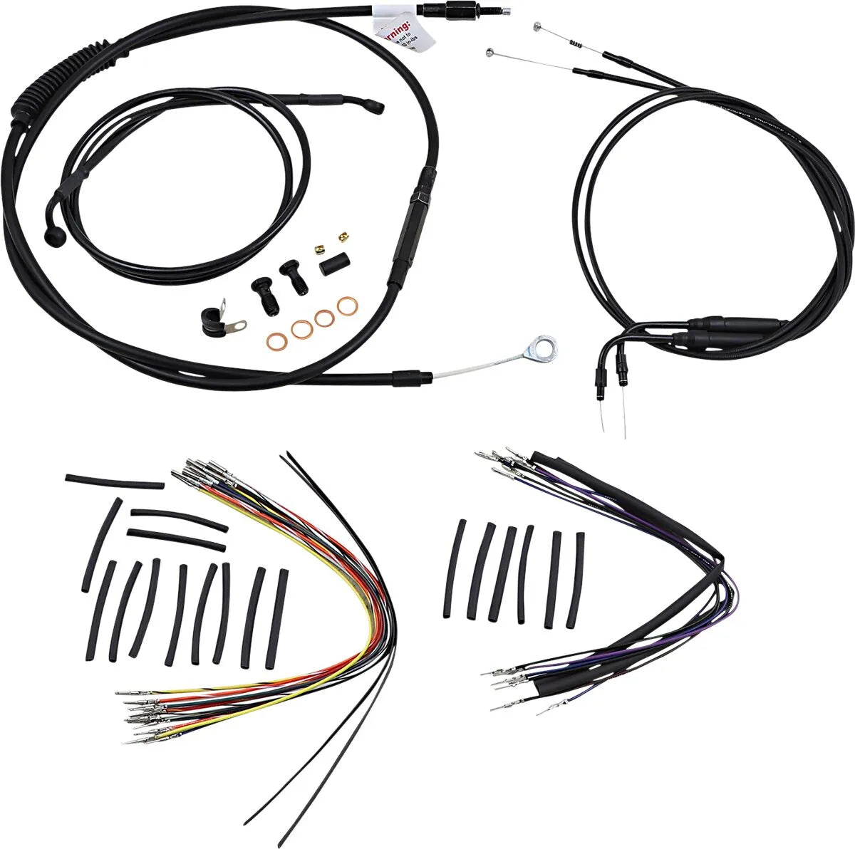 BURLY BRAND Ape Hanger Black Vinyl Handlebar Cable Kit