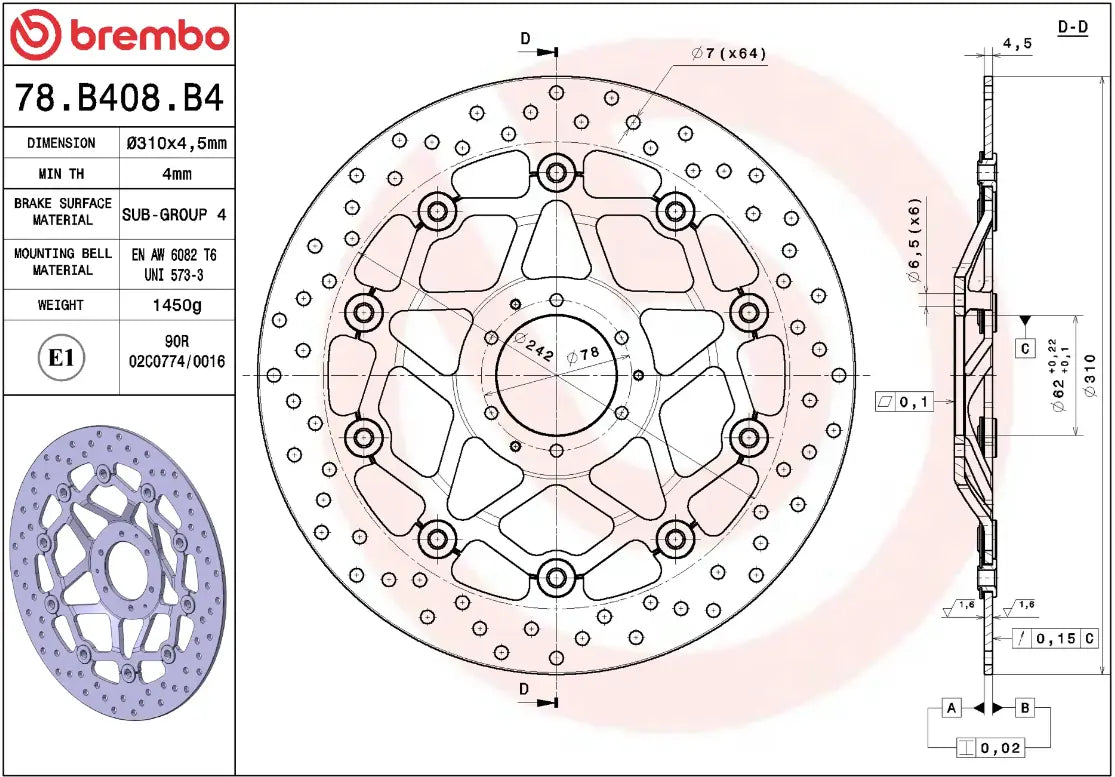 Brembo Serie Oro Brake Rotor Floating Prime Line - Front