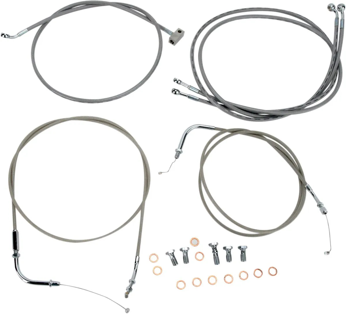 BARON Stainless Handlebar Cable/Line Kit for 18"-20" Bars