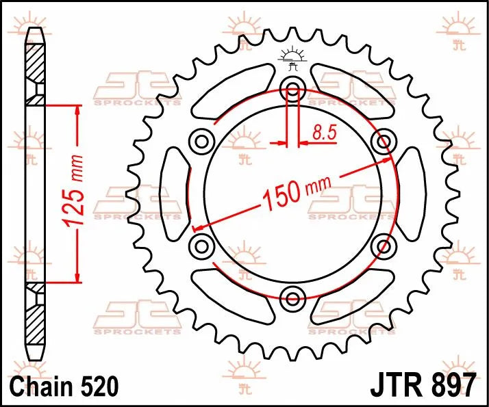 Jt Sprockets Steel Rear Sprocket 520-53t