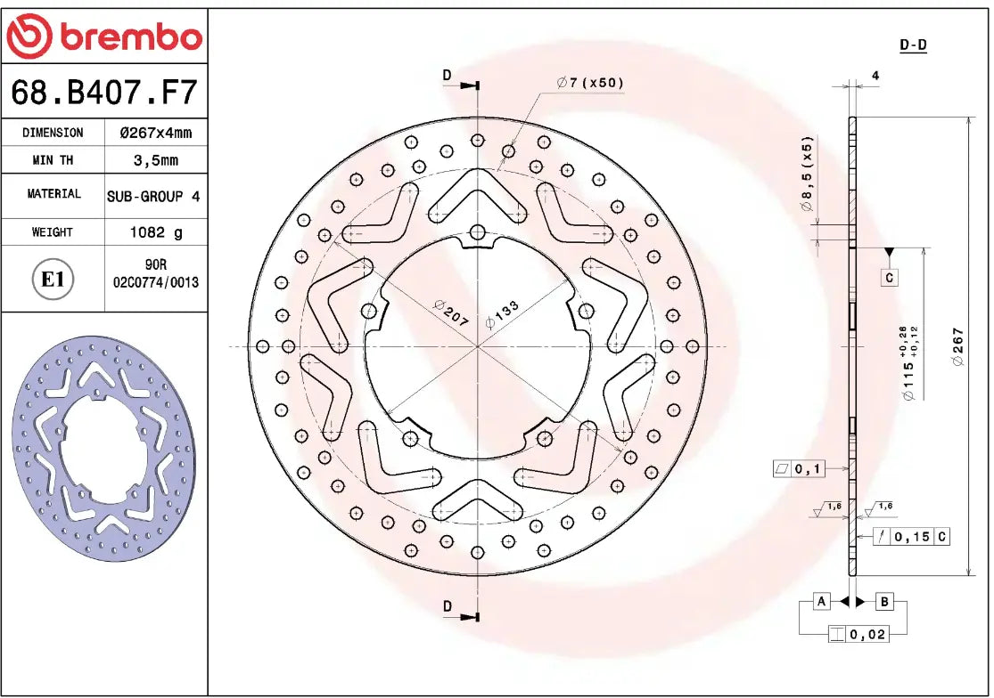 Brembo Serie Oro Prime Line Fixed Brake Rotor - Front
