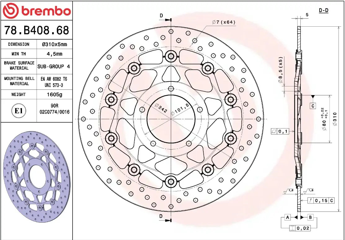 Brembo Serie Oro Brake Rotor Floating Prime Line - Front