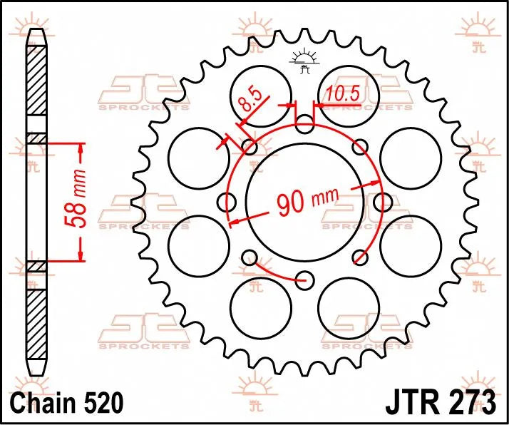 Jt Sprockets Steel Rear Sprocket 520-44t