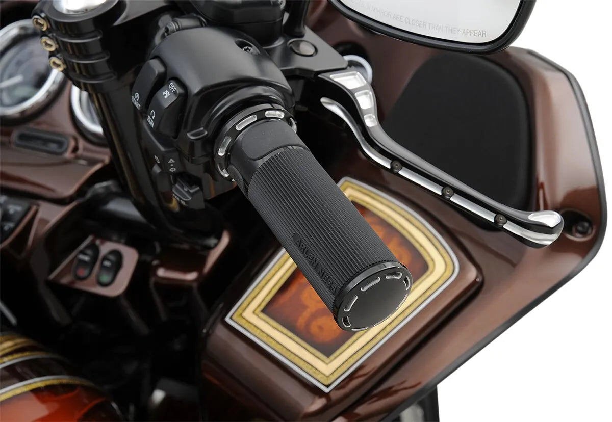Arlen Ness Slot Track Grips - Black Anodized