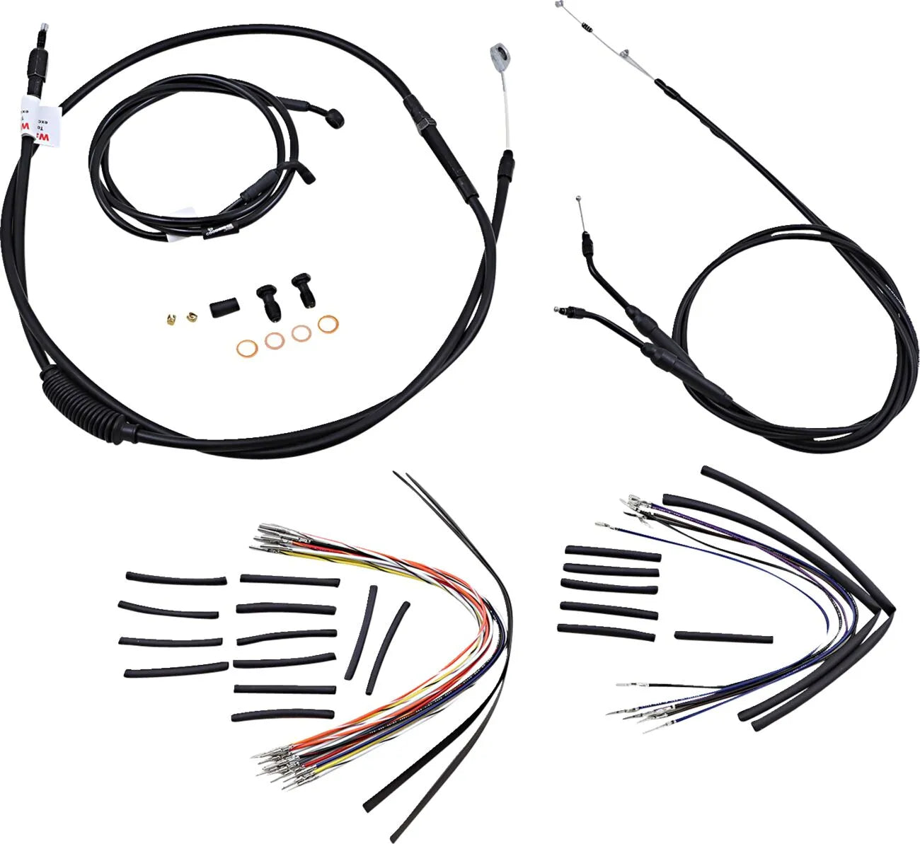 BURLY BRAND Black Vinyl Handlebar Cable Kit for 16" Ape Hangers