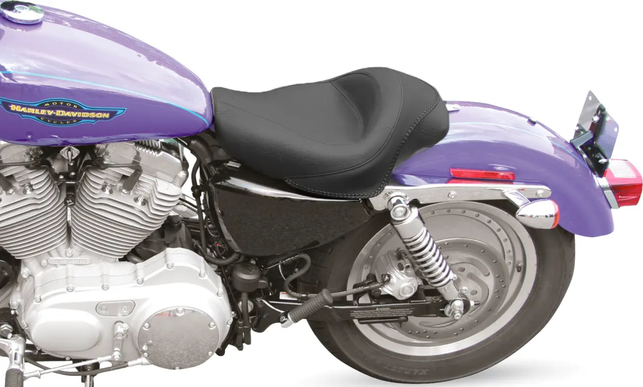 Mustang Solo Seat - Black Vinyl Comfort - For Harley Davidson