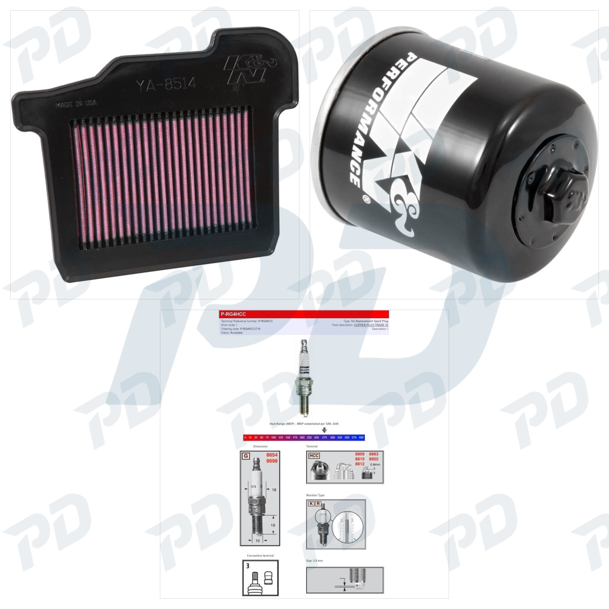 K & N + CHAMPION Service Kit with Air Filter, Oil Filter & Spark Plugs for Yamaha MT-09 2014-2020