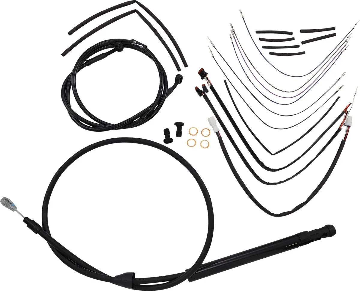 Burly Brand Black Vinyl Handlebar Cable/Line Kit for Ape Hangers