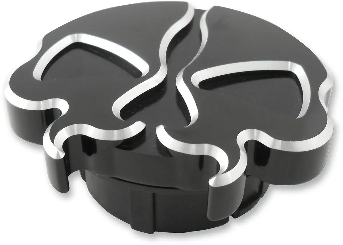 Drag Specialties Split Skull Gas Cap - Black Aluminum