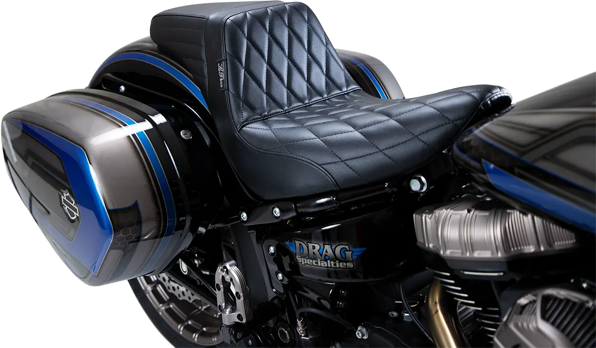 Le Pera Kickflip Seat - Black Diamond Stitch - For Harley Davidson
