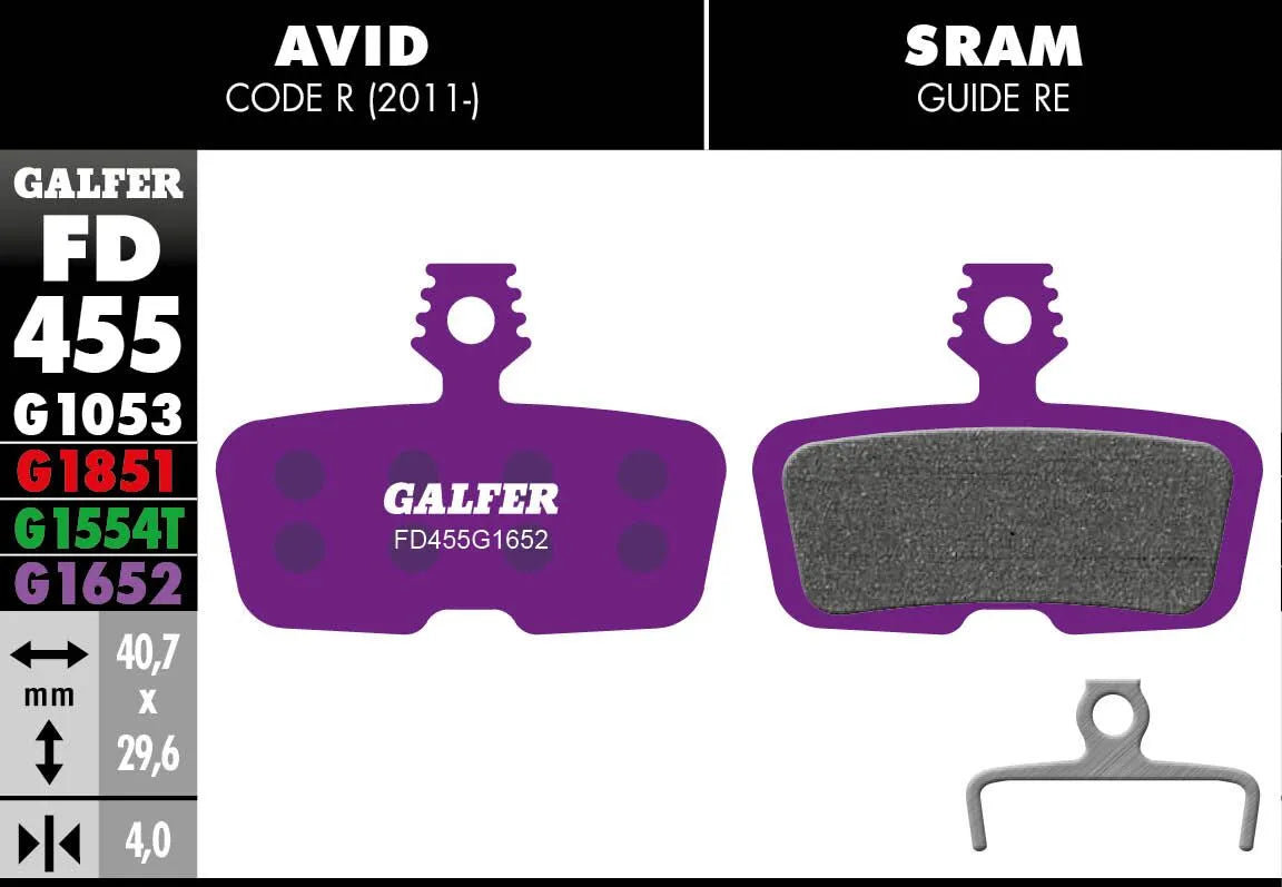 Galfer G1652 E-Bike Brake Pads for SRAM Guide RE, Avid Code R