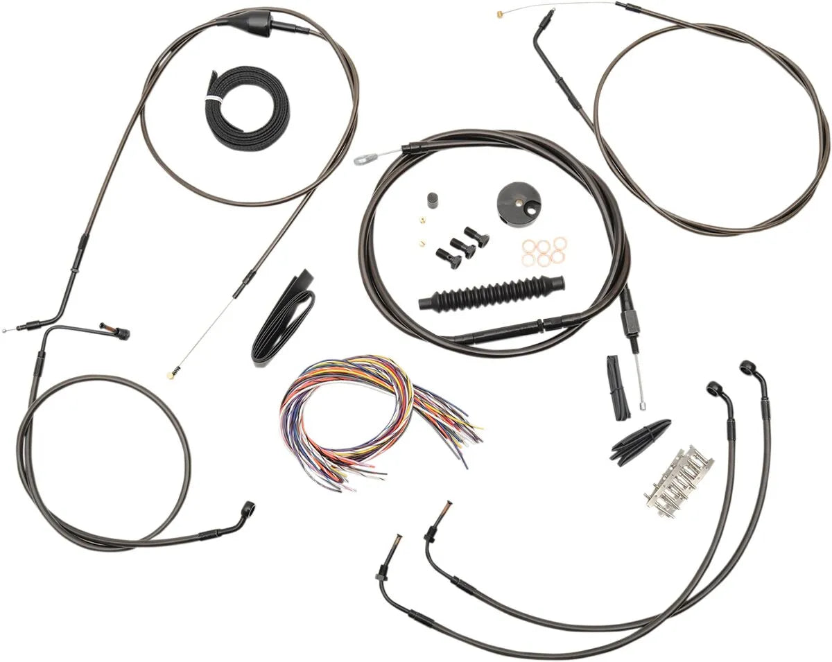 LA CHOPPERS Midnight Braided Cable/Brake Line Kit for 12-14" Ape
