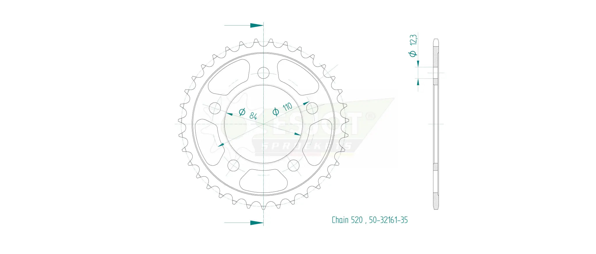 Esjot 520 Steel Rear Sprocket