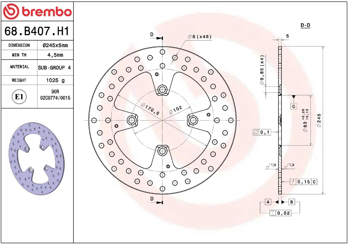 Brembo Serie Oro Prime Line Fixed Brake Rotor - Rear