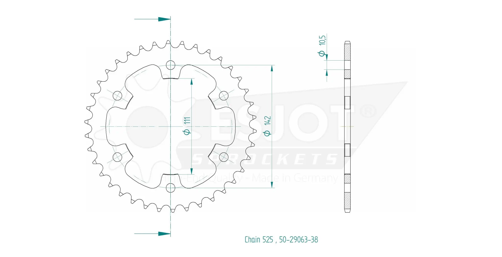 Esjot 525 Rear Sprocket - Premium Steel