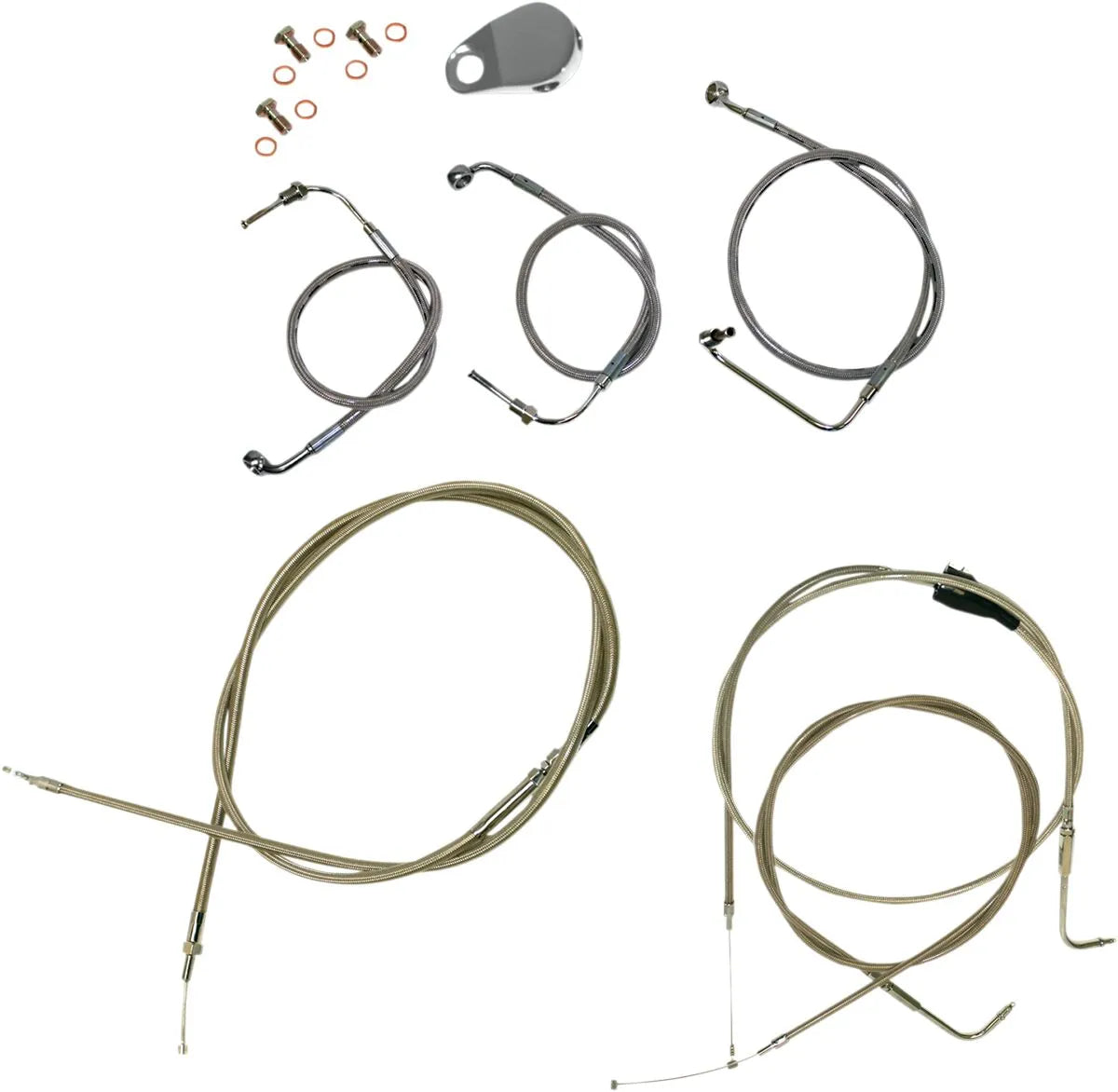 LA Choppers Standard Stainless Braided Handlebar Cable Kit