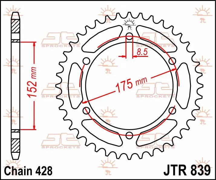 Jt Sprockets C49 Steel Rear Sprocket for 428 Chain