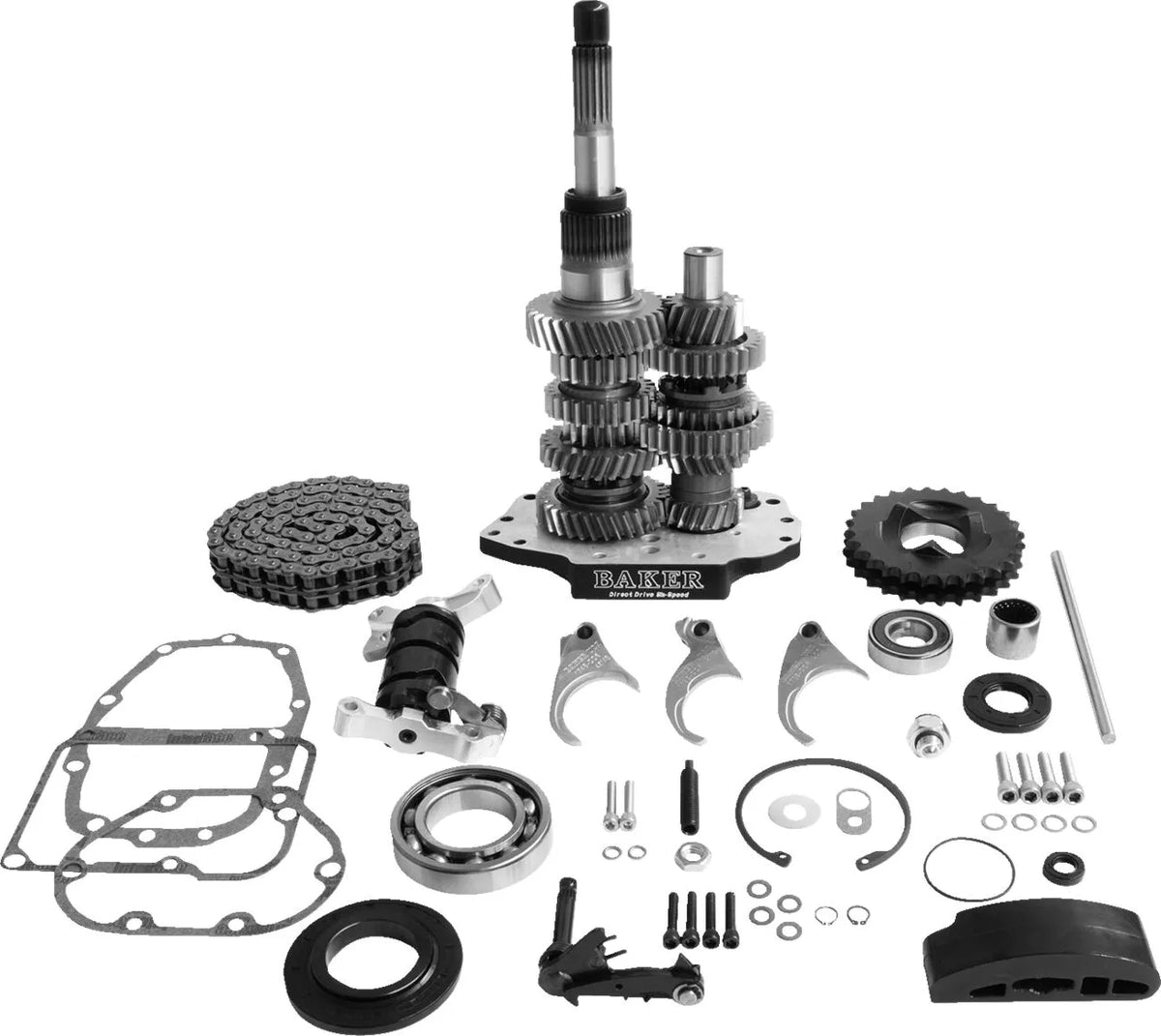 Baker Drivetrain Direct Drive 6-Speed Gear Set Black for Harley