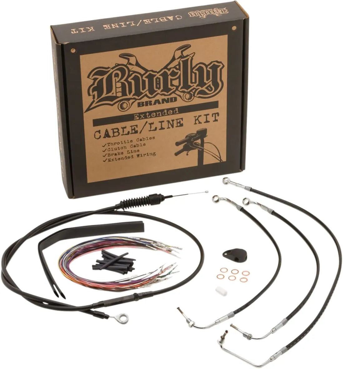 Burly Brand Black Handlebar Cable Kit 13" for H-D 2017-2020
