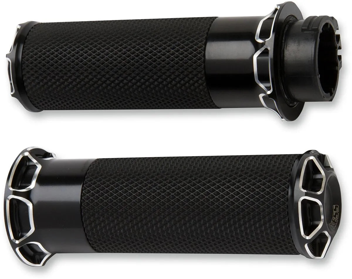 Arlen Ness Beveled Grips - Black Anodized
