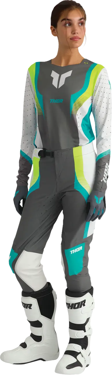 Thor Women's Sportmode Velocity Jersey - Gray/White/Aqua/Fluorescent Yellow