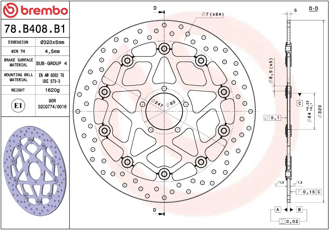 Brembo Serie Oro Floating Brake Rotor