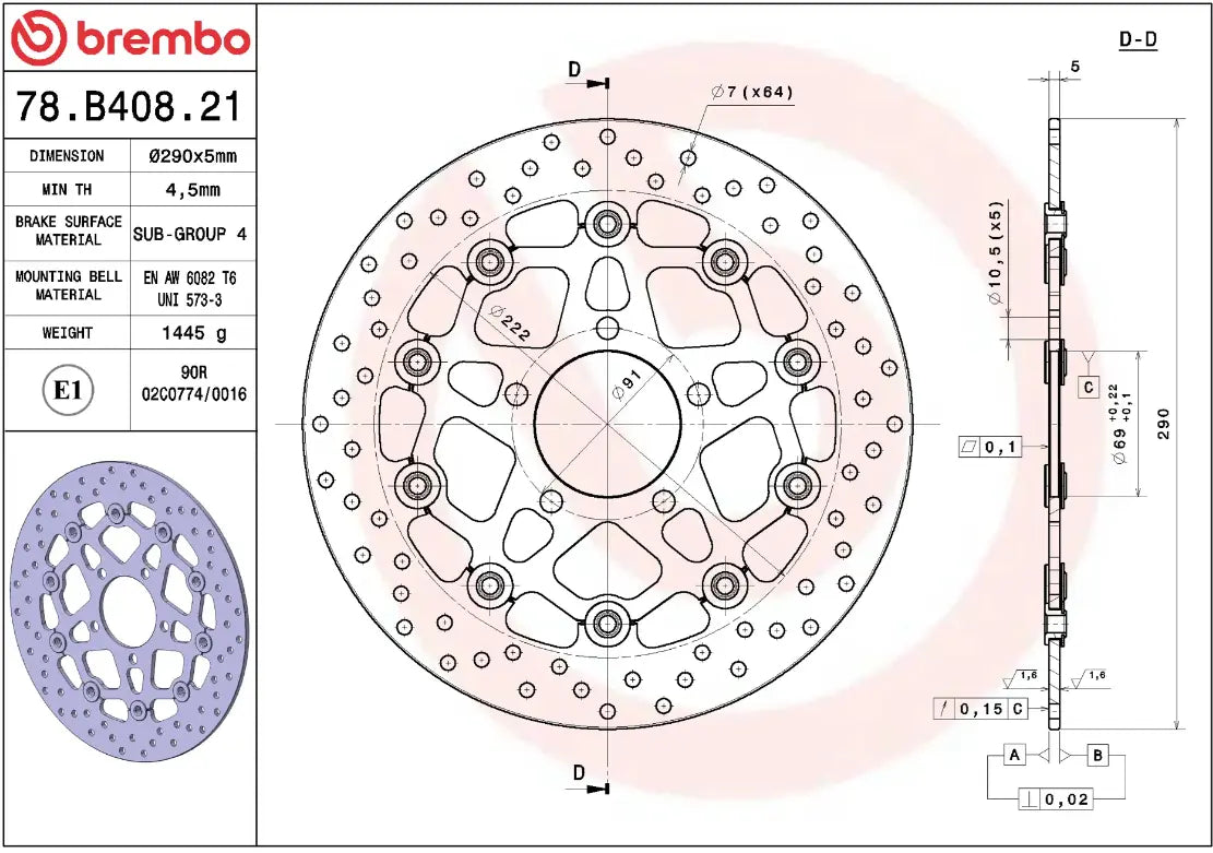 Brembo Serie Oro Floating Brake Rotor Prime Line - Front